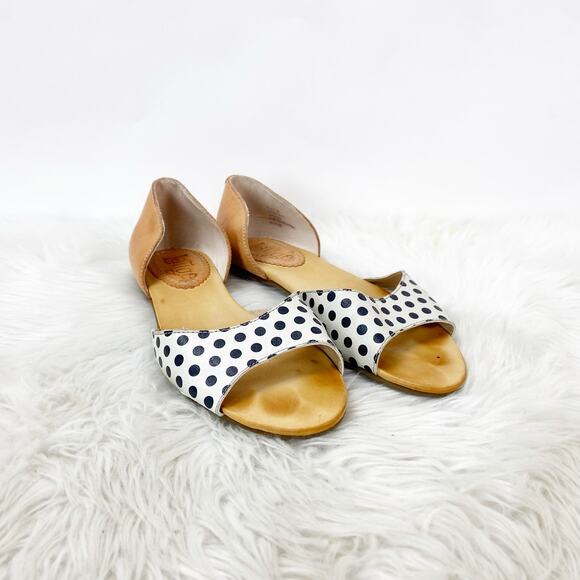 Anthropologie Latigo 7.5M Womens White/Black Polka Dot Mollee D'Orsay Flats - Picture 1 of 10